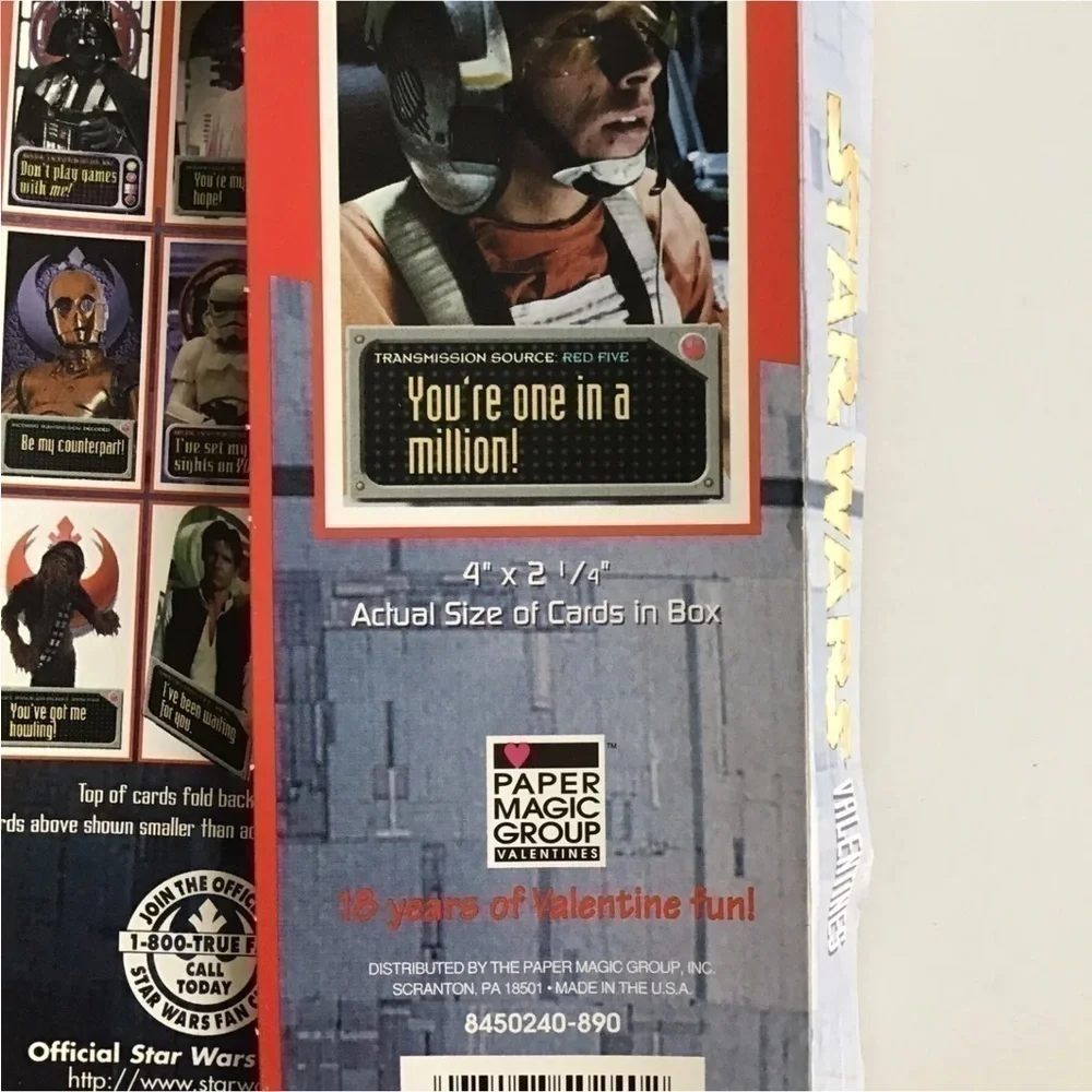 Vintage Star Wars 1997 Valentines 30 Stand-Up Boxed Non Mail Envelopes Party